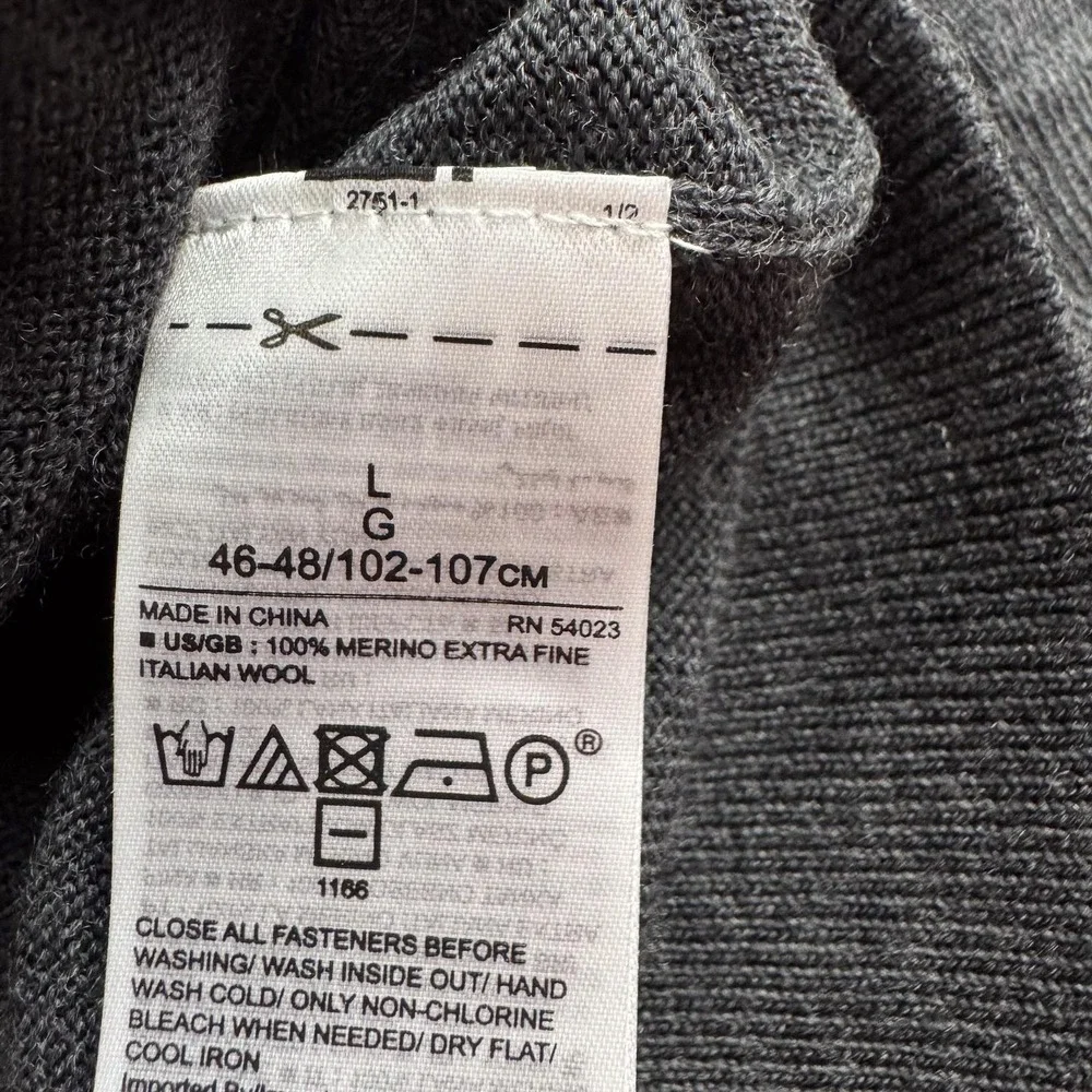 Banana Republic Cardigan Sweater Mens Large Gray Merino Wool V Neck Button Front